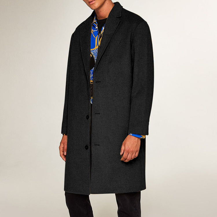 Men's Long Woolen Winter Overcoat M1002-Men Overcoat-Black-M-Free Shipping at meselling99