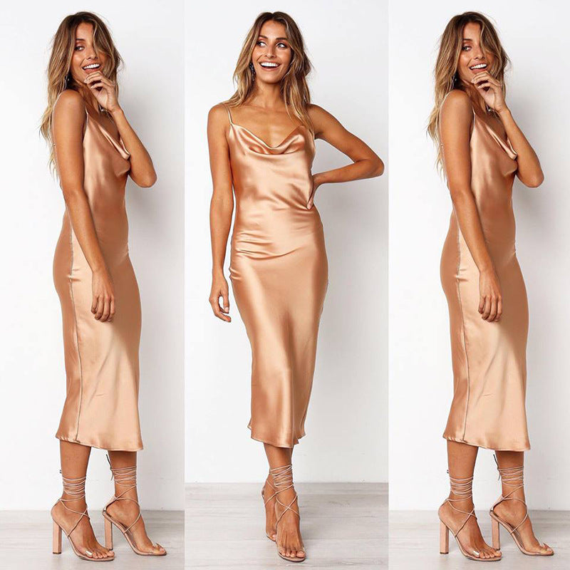 Sexy Satin Halter Home Wear Dresses-Dresses-Free Shipping at meselling99