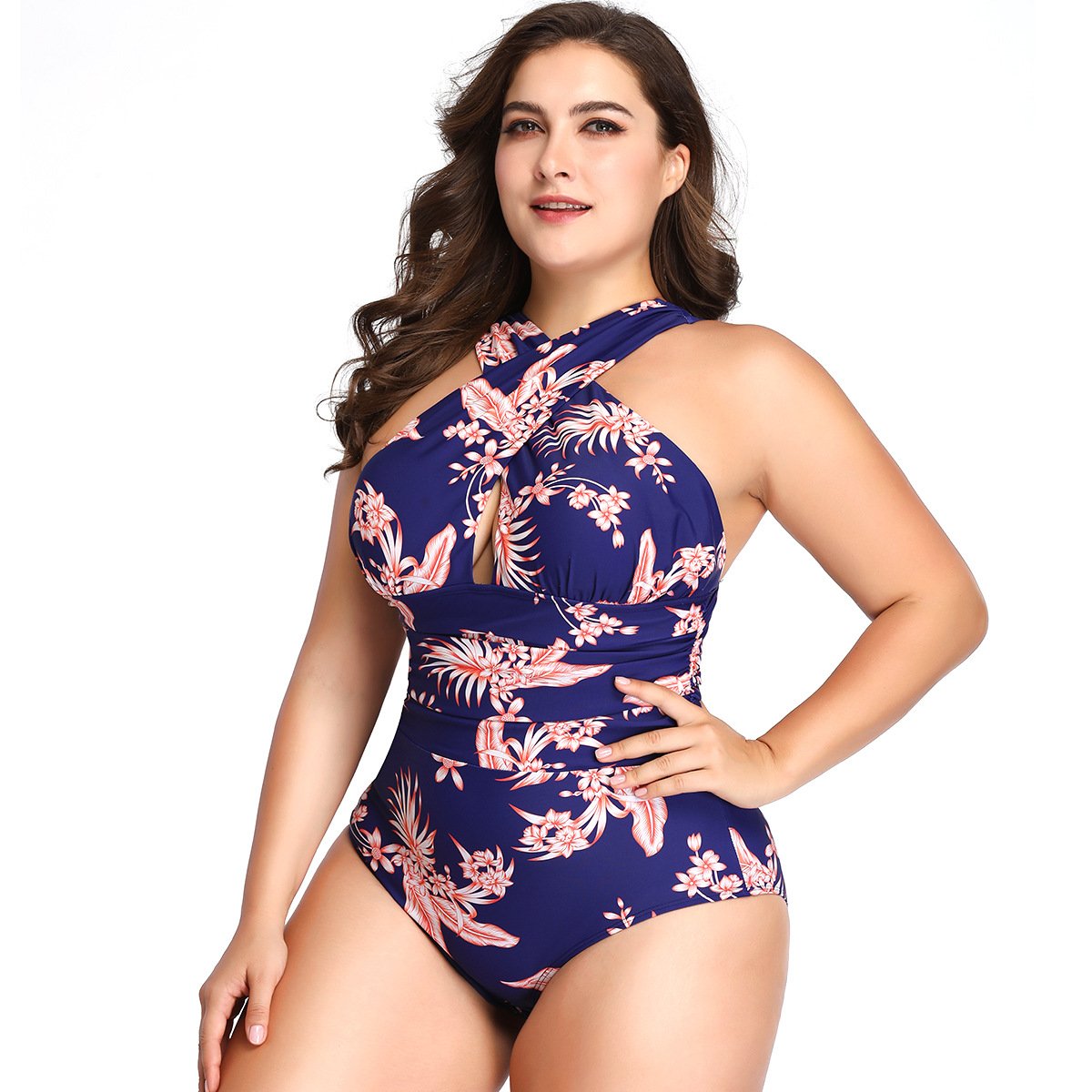 Plus Size Women One Piece Halter Swimsuit--Free Shipping at meselling99