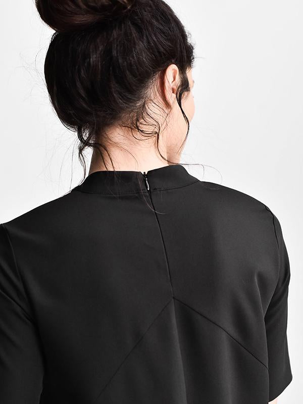 Meselling99 Black High-Low Split-Joint Short Sleeves Long Dress-Maxi Dress-Free Shipping at meselling99