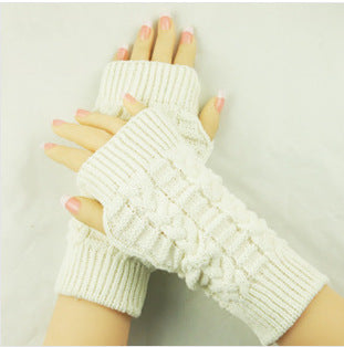 2 Pairs/Set Winter Fingerless Knitted Gloves Keep Warm for Women-Gloves & Mittens-White-One Size-Free Shipping at meselling99