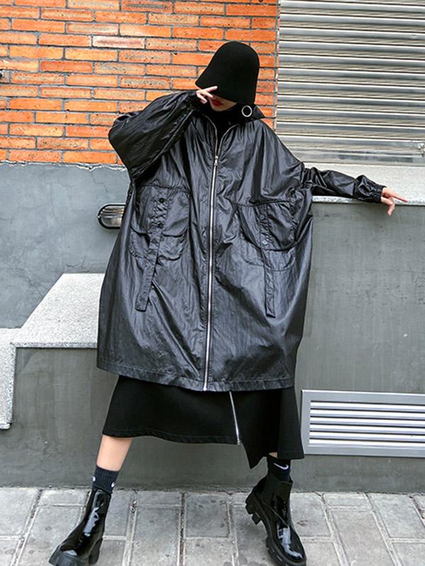 Urban Tune Original Zipper Lapel Outwear-Outwears-BLACK-FREE SIZE-Free Shipping at meselling99