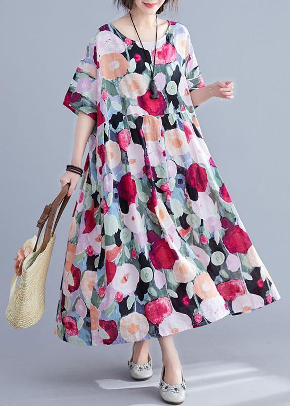 Cozy Floral Long dress half sleeve Cinched Maxi Summer Dresses-Summer Dress Long-One Size-The Same as Picture-Free Shipping at meselling99
