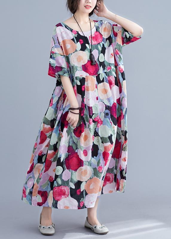 Cozy Floral Long dress half sleeve Cinched Maxi Summer Dresses-Summer Dress Long-One Size-The Same as Picture-Free Shipping at meselling99