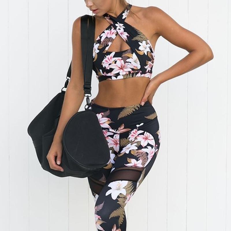 Flower yoga Fitness Set/Suits-Fitness Set-Free Shipping at meselling99