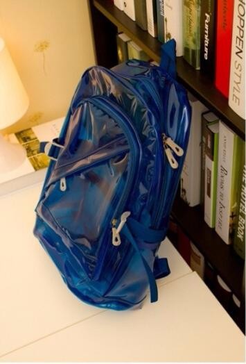 2020 waterproof women PVC backpacks candy color transparent student backpacks-Blue-Free Shipping at meselling99