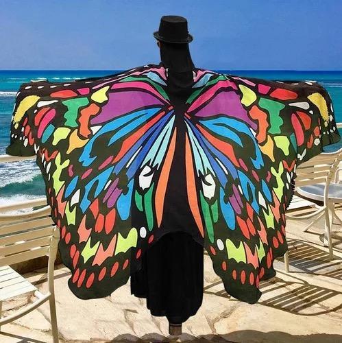 Meselling99 Chiffon Beach Butterfly Wing Print Shawl For Women-Maxi Dresses-7-Free Shipping at meselling99