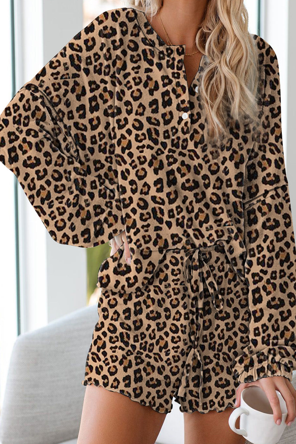 Meselling99 Leopard Tie Dye Knit Pajamas Set-Mini Dresses-Free Shipping at meselling99