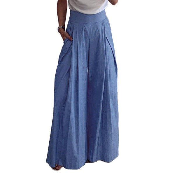 Casual High Waist Pocket Pants for Women-Pants-Light Blue-M-Free Shipping at meselling99