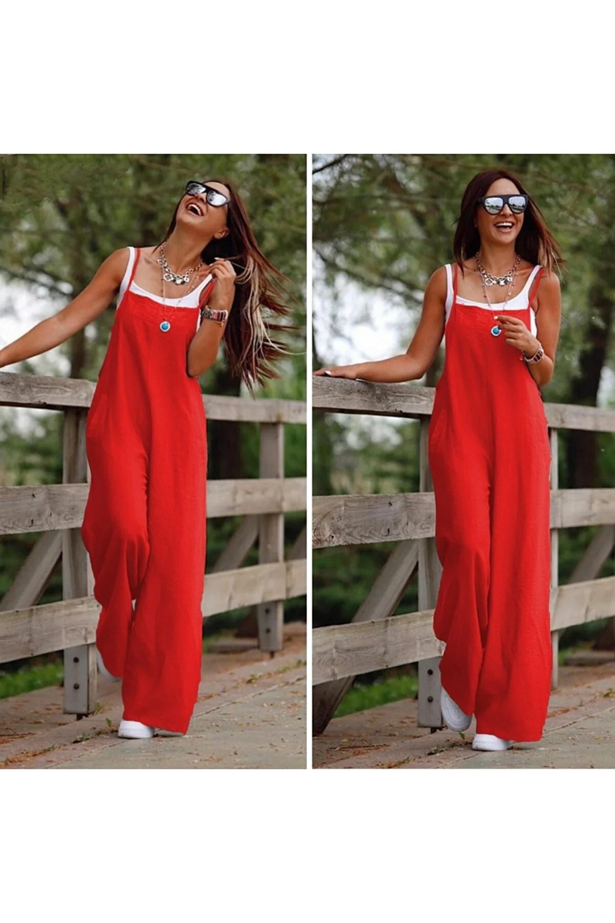 Casual Summer Jumpsuits with Pocket-Jumpsuits & Rompers-Red-S-Free Shipping at meselling99