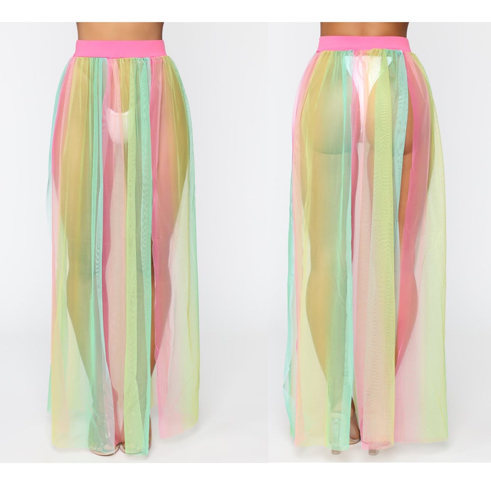 Summer See Through Beach Cover Up Skirt-Swimwear-Colorful-S-Free Shipping at meselling99