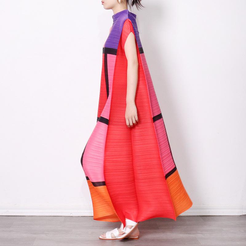 Summer Round Neck Colorful Plaid Long Dresses-Maxi Dresses-Free Shipping at meselling99