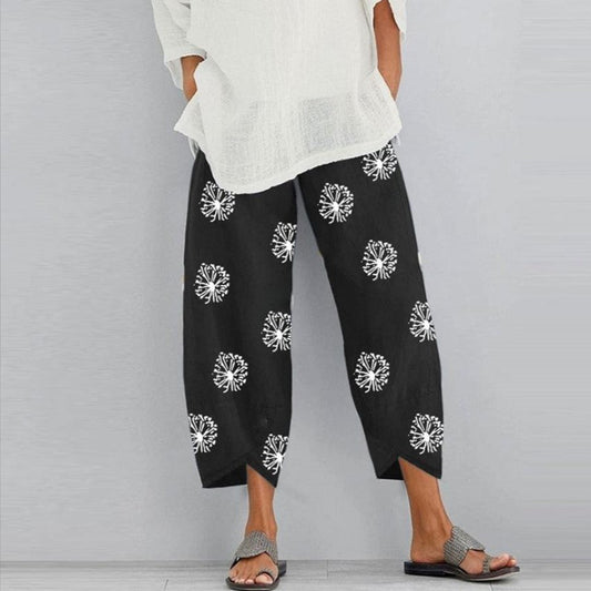 Casual Floral Print Summer Pants for Women-Pants-Free Shipping at meselling99