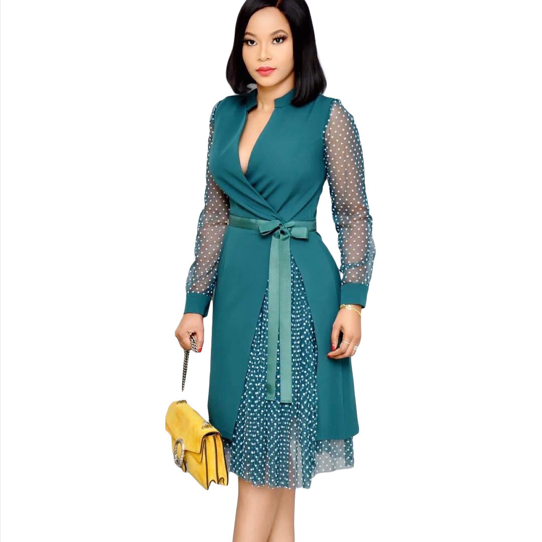 Fashion Dot Print Plus Sizes Women Dresses-Dresses-Green-S-Free Shipping at meselling99
