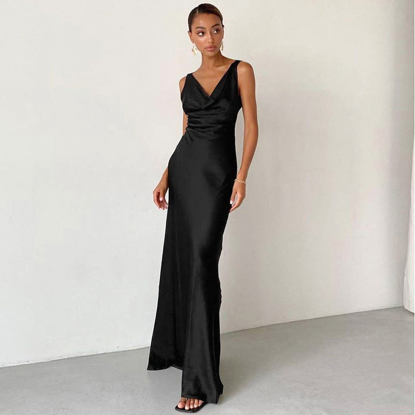 Summer Backless Long Back Party Dresses-Dresses-Black-S-Free Shipping at meselling99