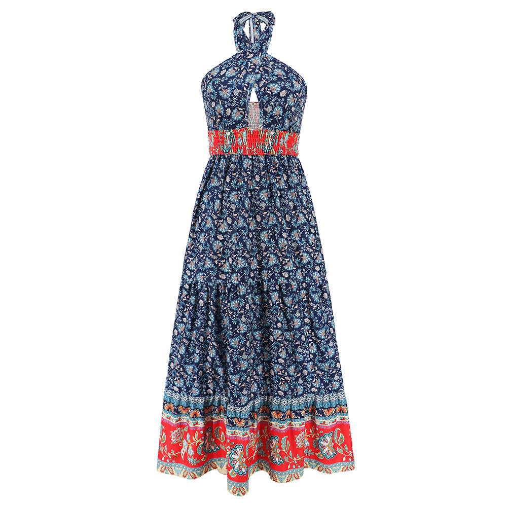 Sexy Halter Summer Bohemian Dresses-Dresses-LQ602-lan-S-Free Shipping at meselling99