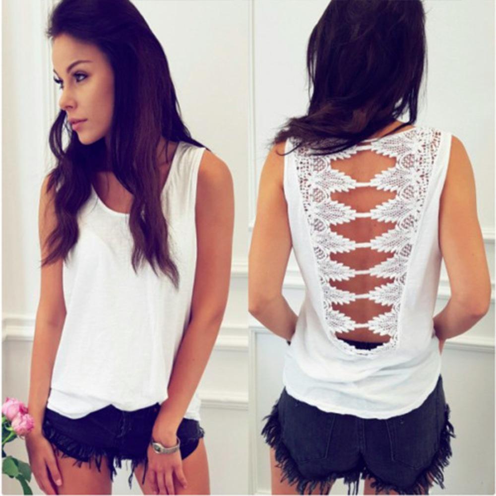 Women Summer Back Hollow Out Sleeveless Crop Tops--Free Shipping at meselling99