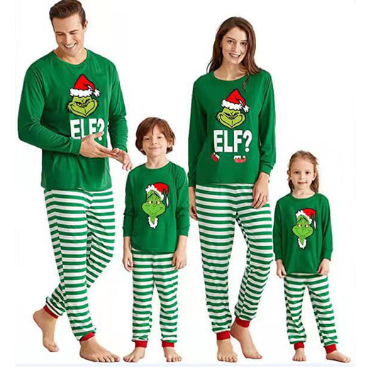 Green Christmas Parent-child Home Wear Pajama Sets-Pajamas-Green-0-6M-Free Shipping at meselling99