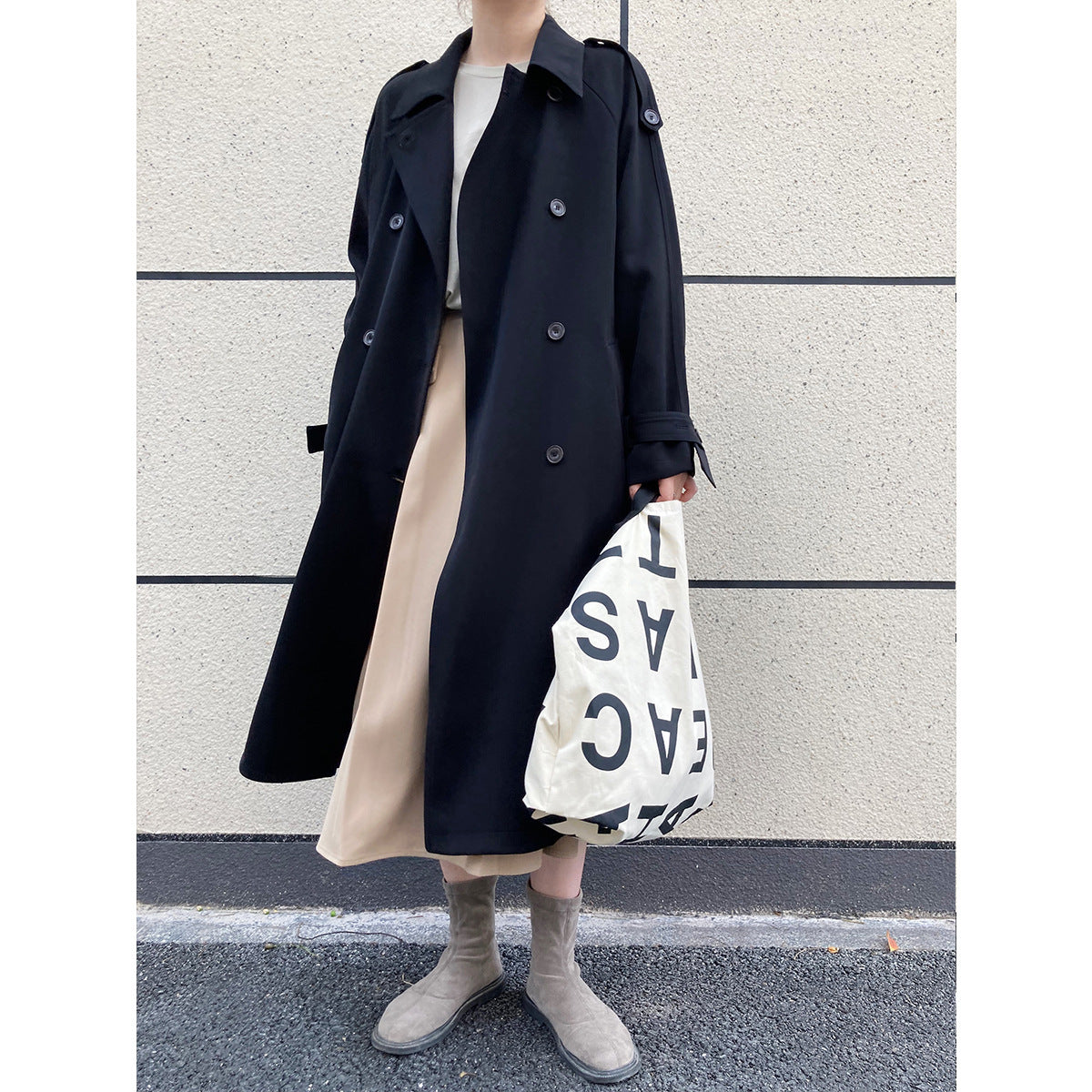 Fashion Fall Wind Break Long Overcoats for Women-Outerwear-Black-S-Free Shipping at meselling99