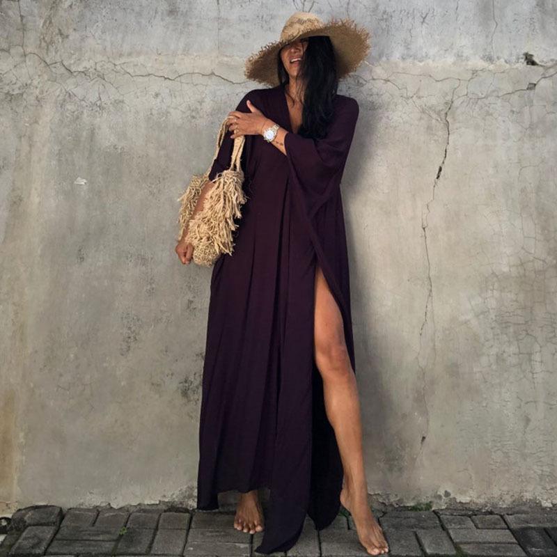 Casual Summer Holiday Long Romper Cover Up Dresses-Dresses-Purple-One Size-Free Shipping at meselling99