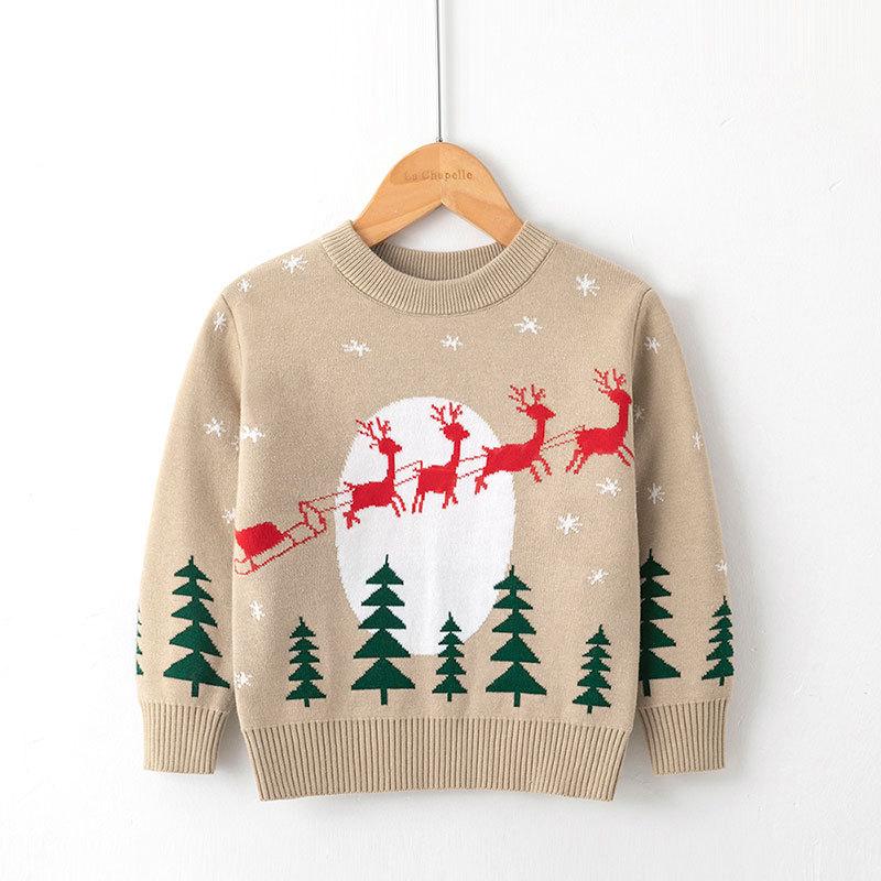Merry Christmas Knitted Kids Sweaters-Shirts & Tops-SZ3141-Apricot-100cm-Free Shipping at meselling99