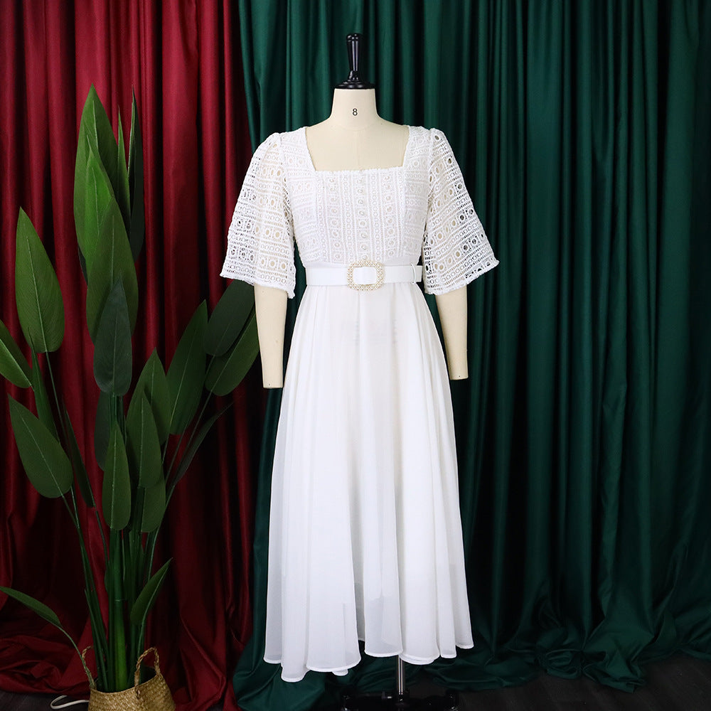 Elegant Chiffon Women Dresses with Belt-Dresses-Free Shipping at meselling99