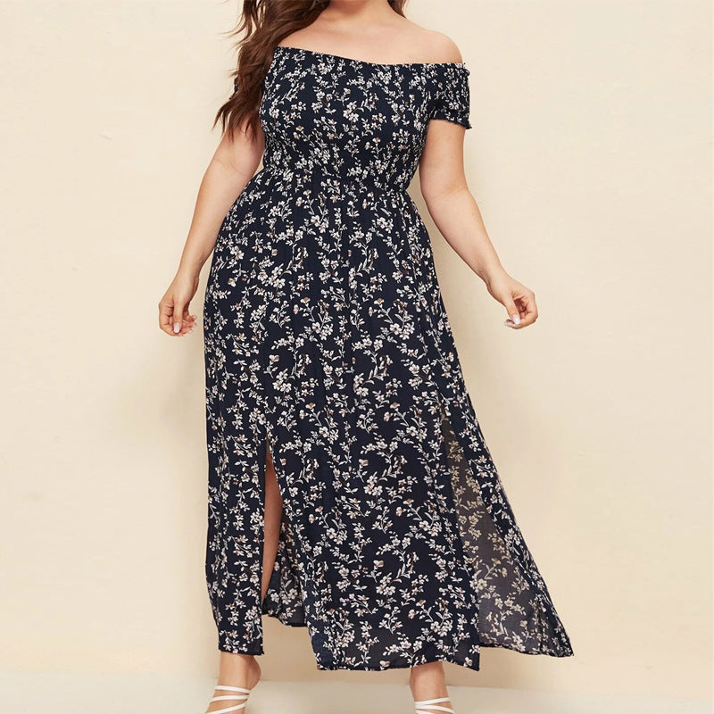 Casual Boho Off The Shoulder Summer Plus Sizes Dresses-Dresses-Navy Blue-L-Free Shipping at meselling99