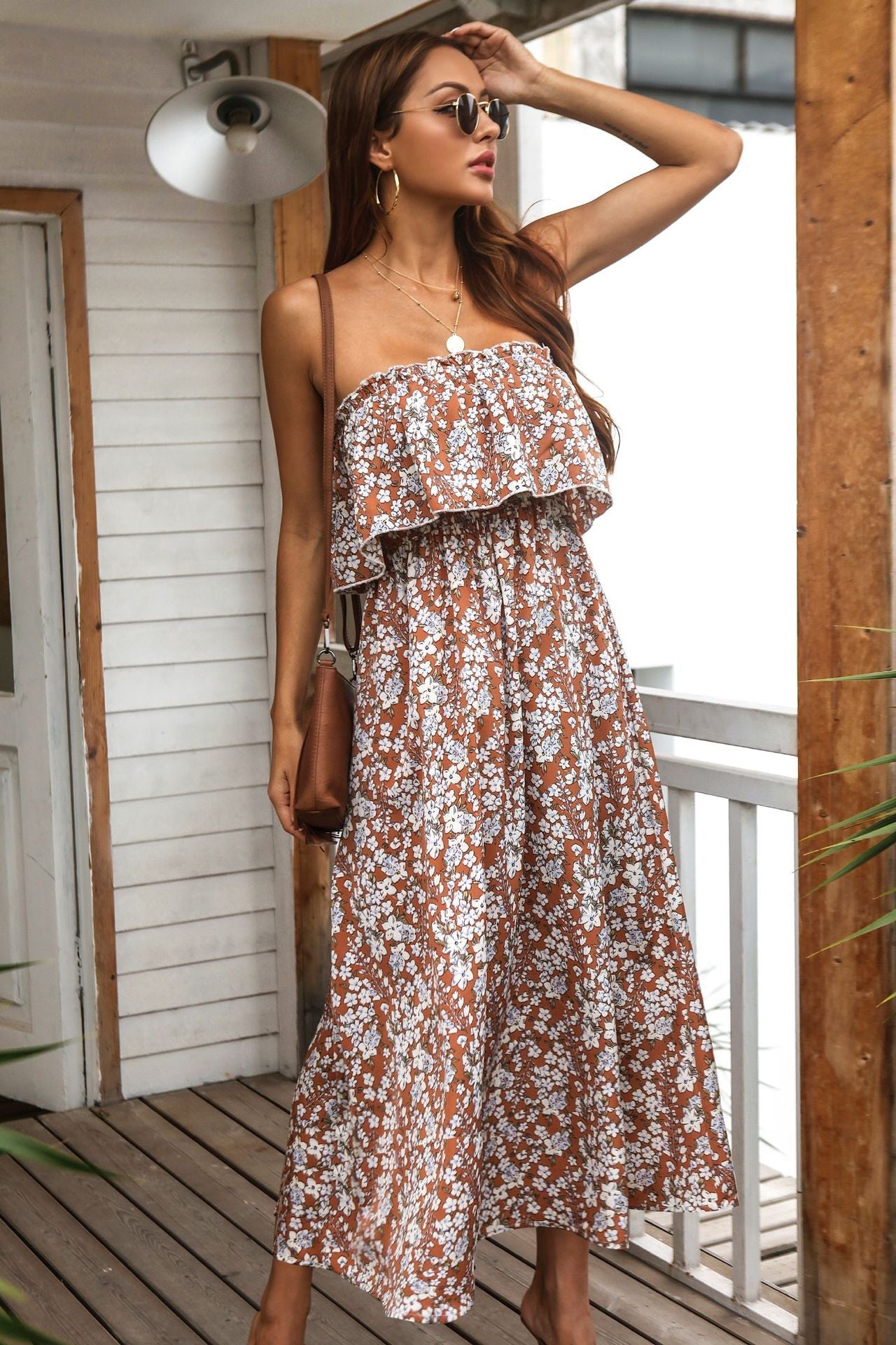 Summer Casual Long Holiday Beach Dresses-Dresses-Brown-S-Free Shipping at meselling99