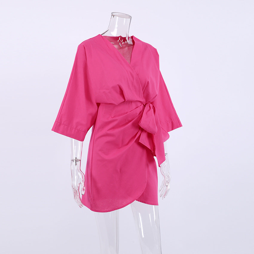 Designed Cotton Linen Irregular Mini Dresses-Dresses-Free Shipping at meselling99