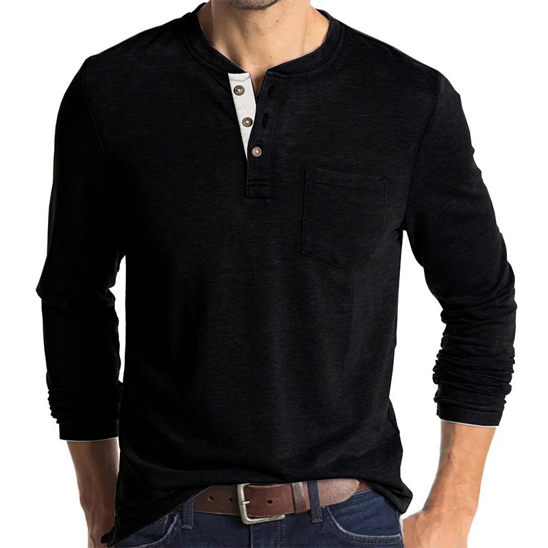 Casual Long Sleeves T Shirts for Men-Shirts & Tops-Black-S-Free Shipping at meselling99
