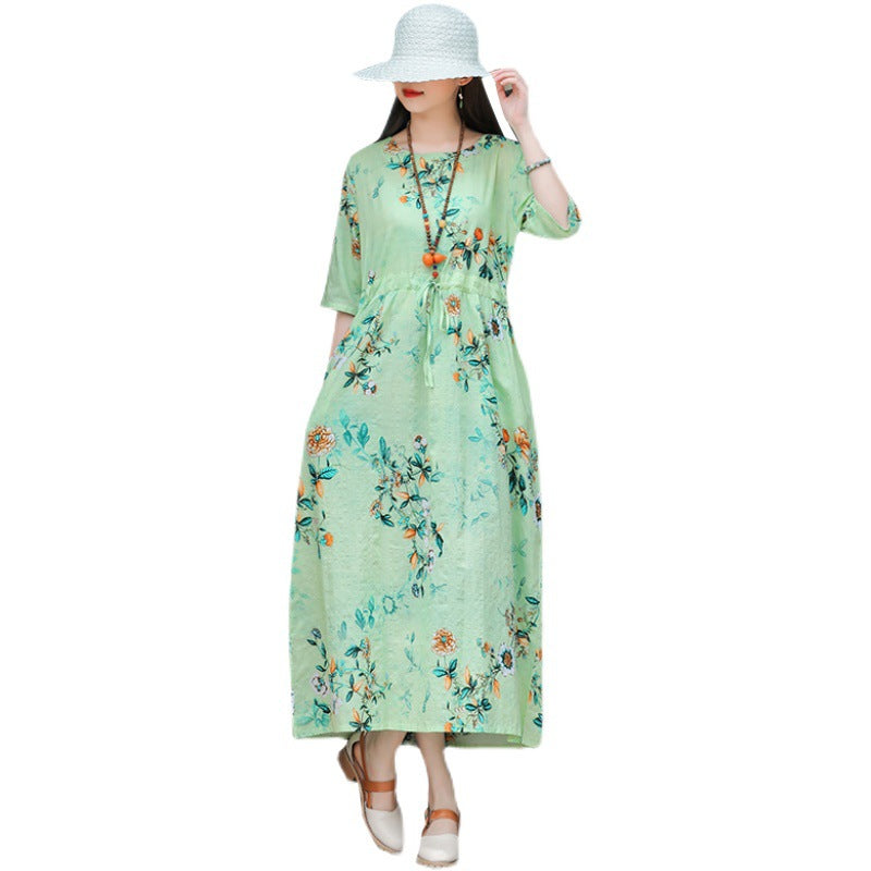 Ethinc Line Summer Half Sleeves Women Long Dresses-Dresses-Free Shipping at meselling99
