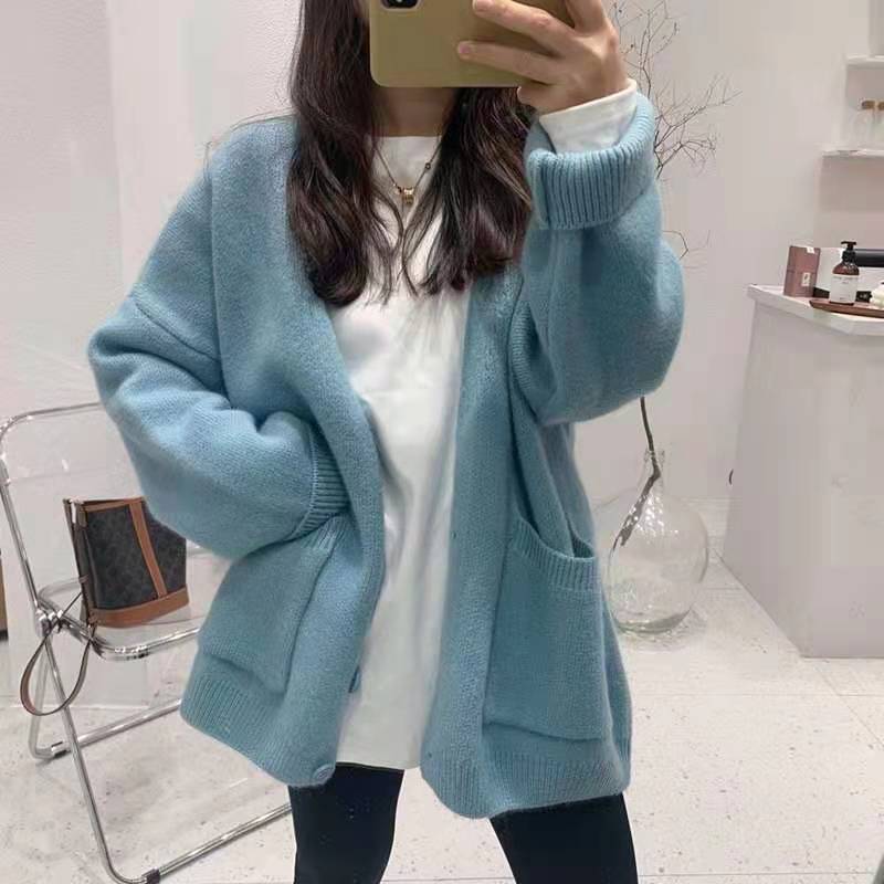 Casual Winter Women Knitted Cardigan Sweaters-Shirts & Tops-Blue-One Size-Free Shipping at meselling99
