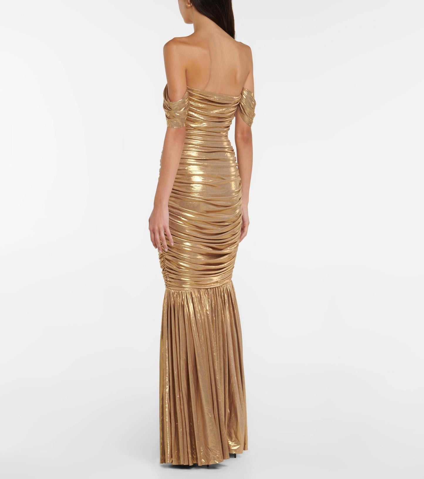 Gold Off The Shoulder Strapless Evening Dresses-Dresses-Free Shipping at meselling99