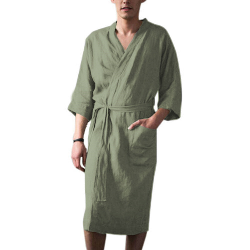 Comfortable Long Robe Homewear for Men-Green-S-Free Shipping at meselling99