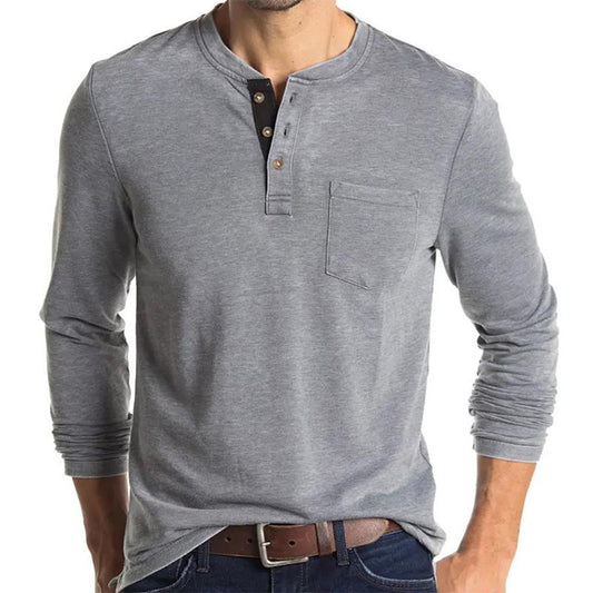 Casual Long Sleeves T Shirts for Men-Shirts & Tops-Light Gray-S-Free Shipping at meselling99