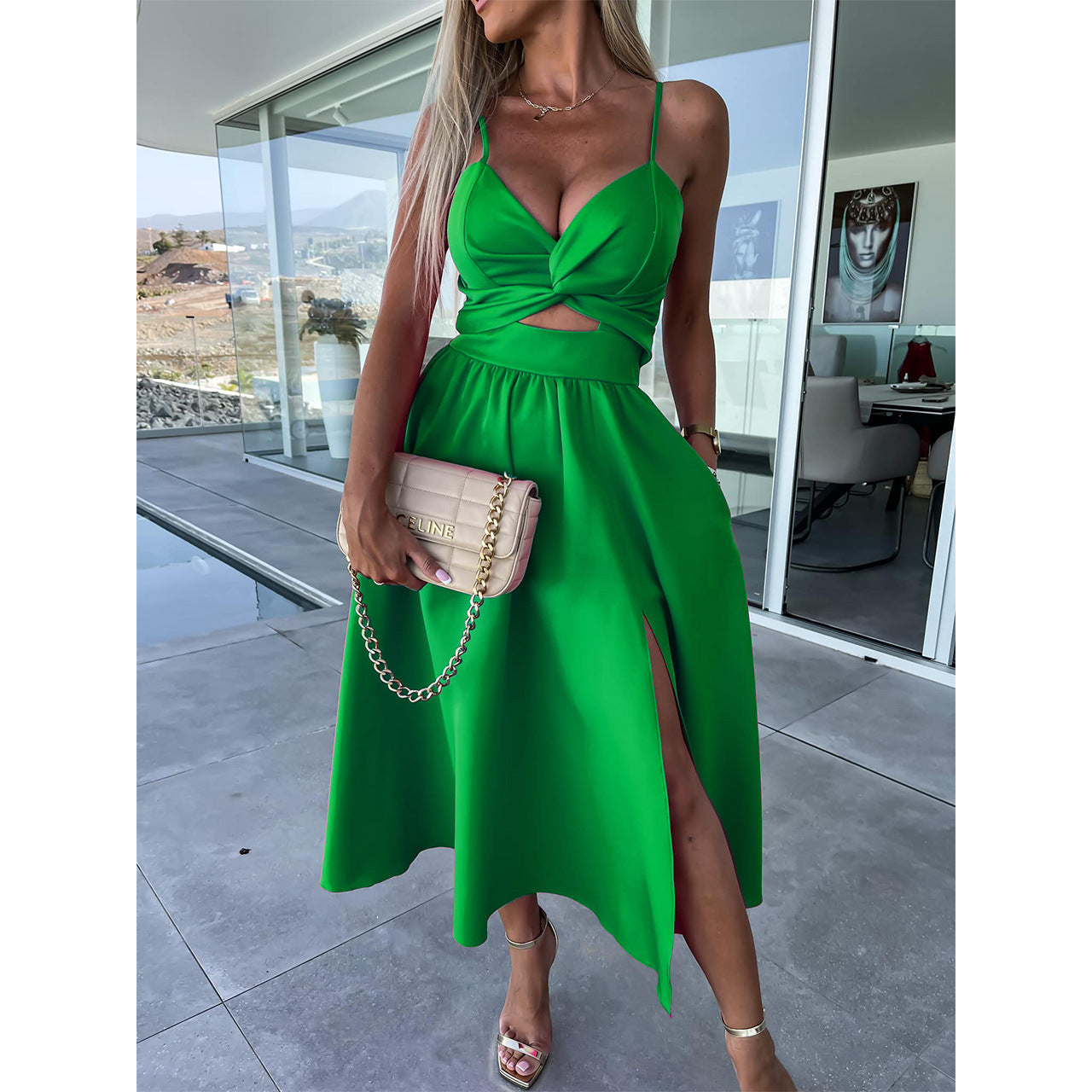 Sexy Summer Split Front Long Dresses-Dresses-Green-S-Free Shipping at meselling99