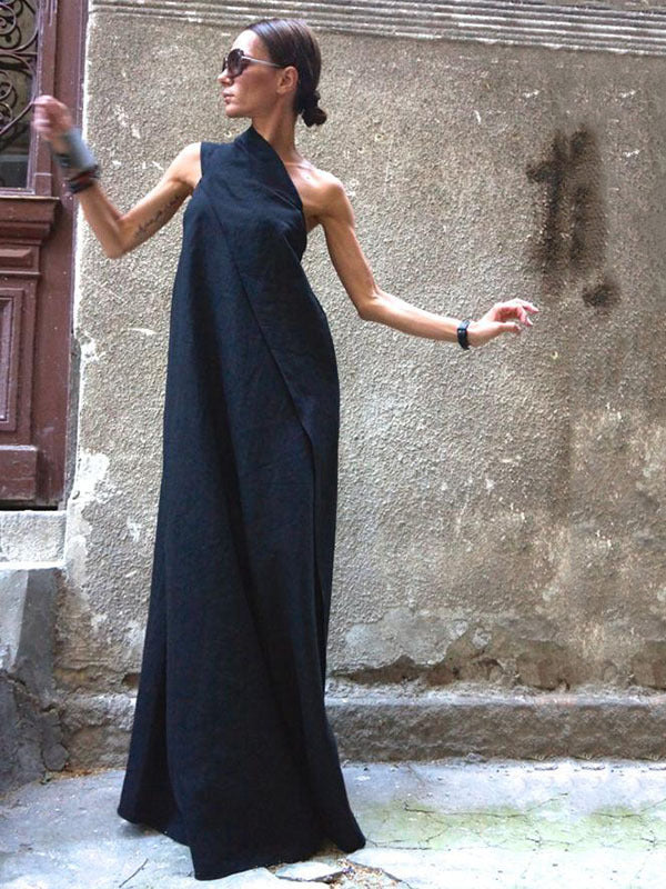 Sexy One Shoulder Sleeveless Designed Dresses-Dresses-Free Shipping at meselling99