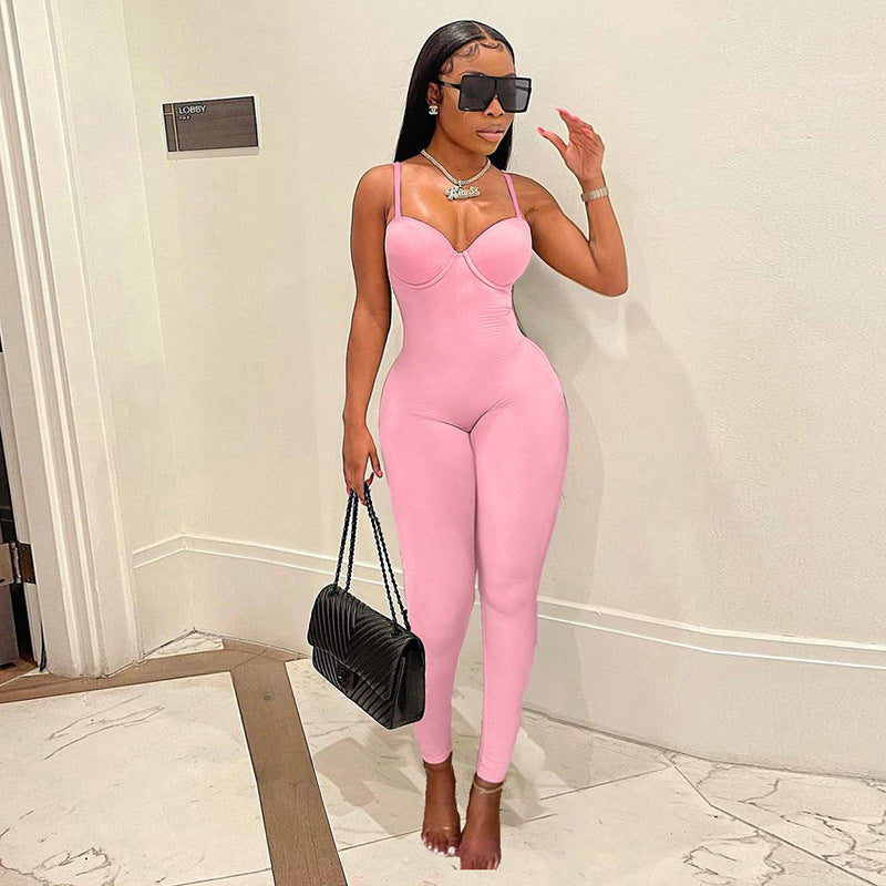 Sexy High Waist Casual Women Sports Jumpsuits-Suits-Pink-S-Free Shipping at meselling99
