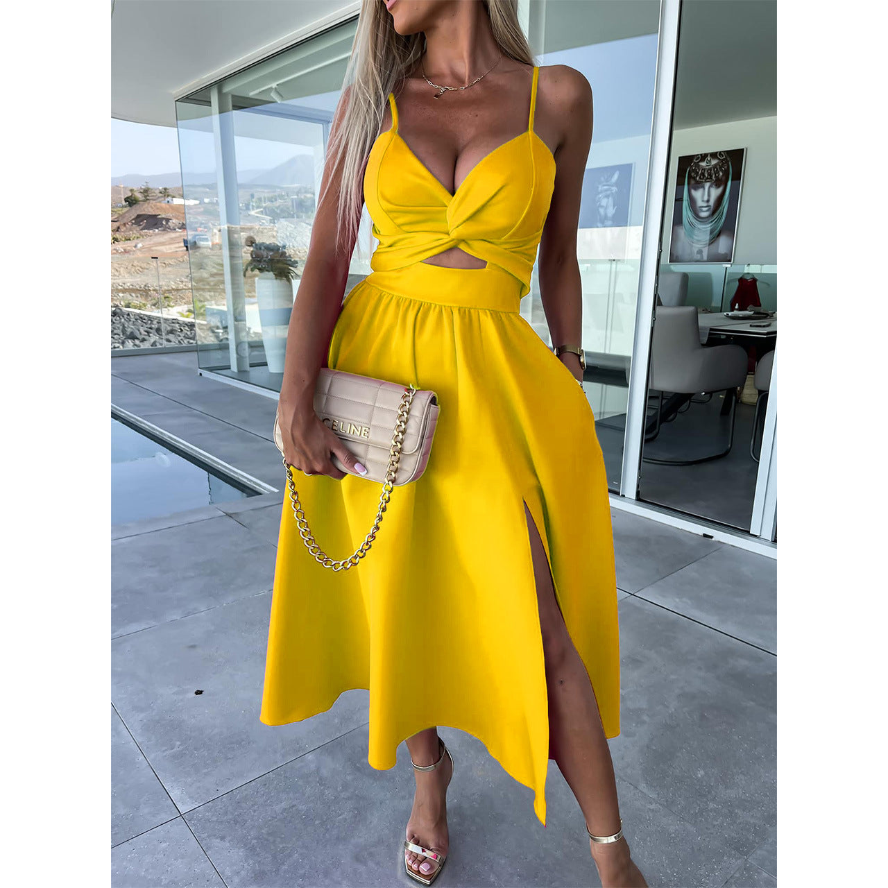 Sexy Summer Split Front Long Dresses-Dresses-Yellow-S-Free Shipping at meselling99