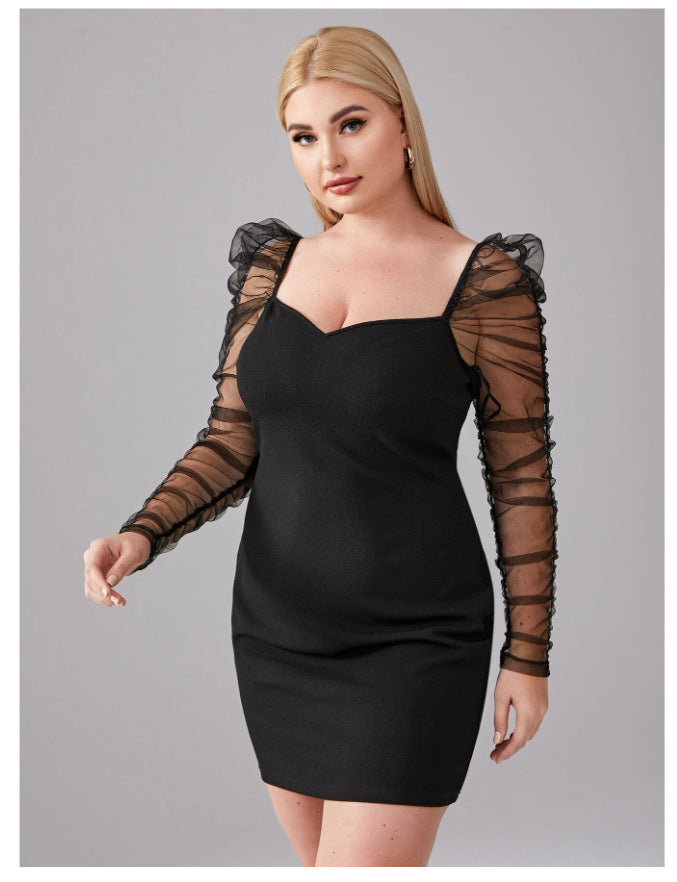 Black Tulle Plus Sizes Women Dresses-Dresses-Free Shipping at meselling99