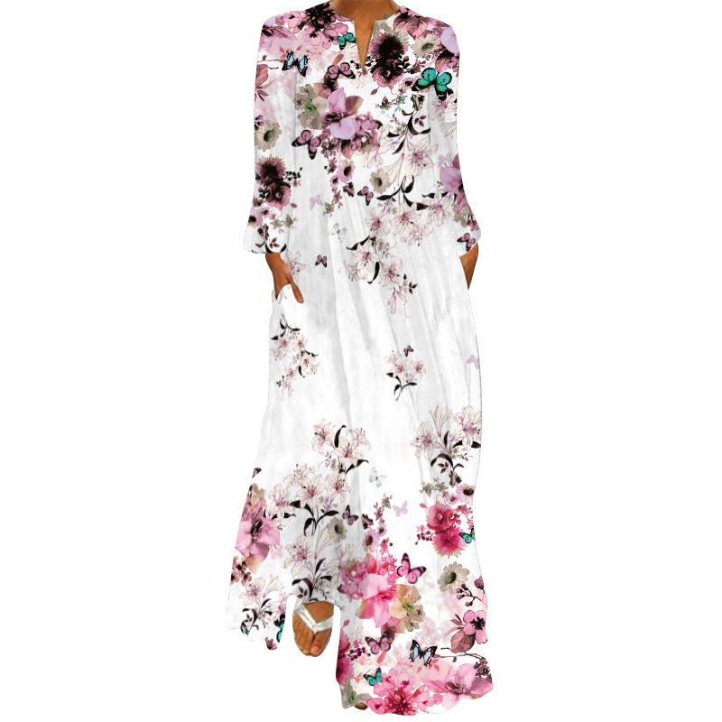 Casual Long Sleeves Floral Print Women Dresses-Dresses-Free Shipping at meselling99