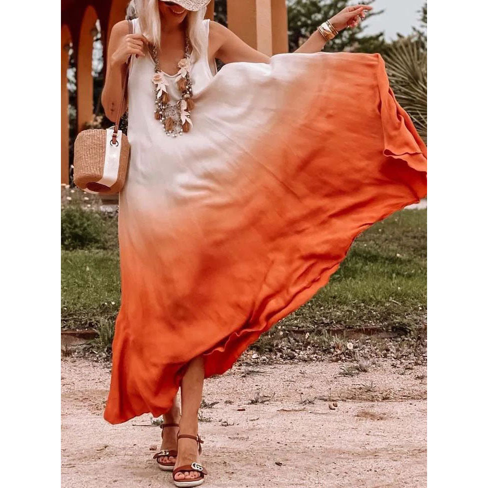 Orange Fashion Classy Long Dresses-Maxi Dreses-Free Shipping at meselling99