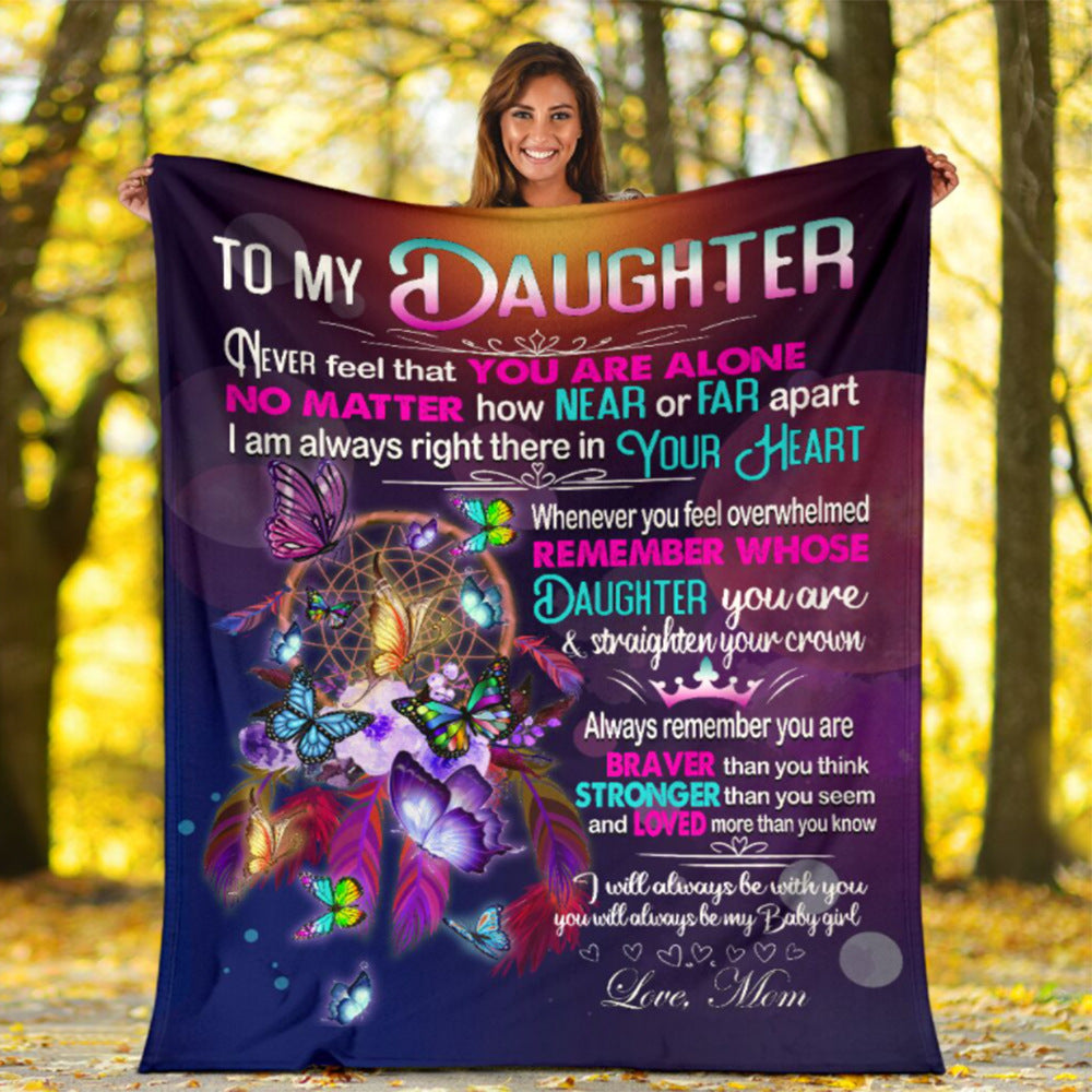 To My Daughter Buttfly Print Email Fleece Blanket-The same as picture-50*60 inch-Free Shipping at meselling99
