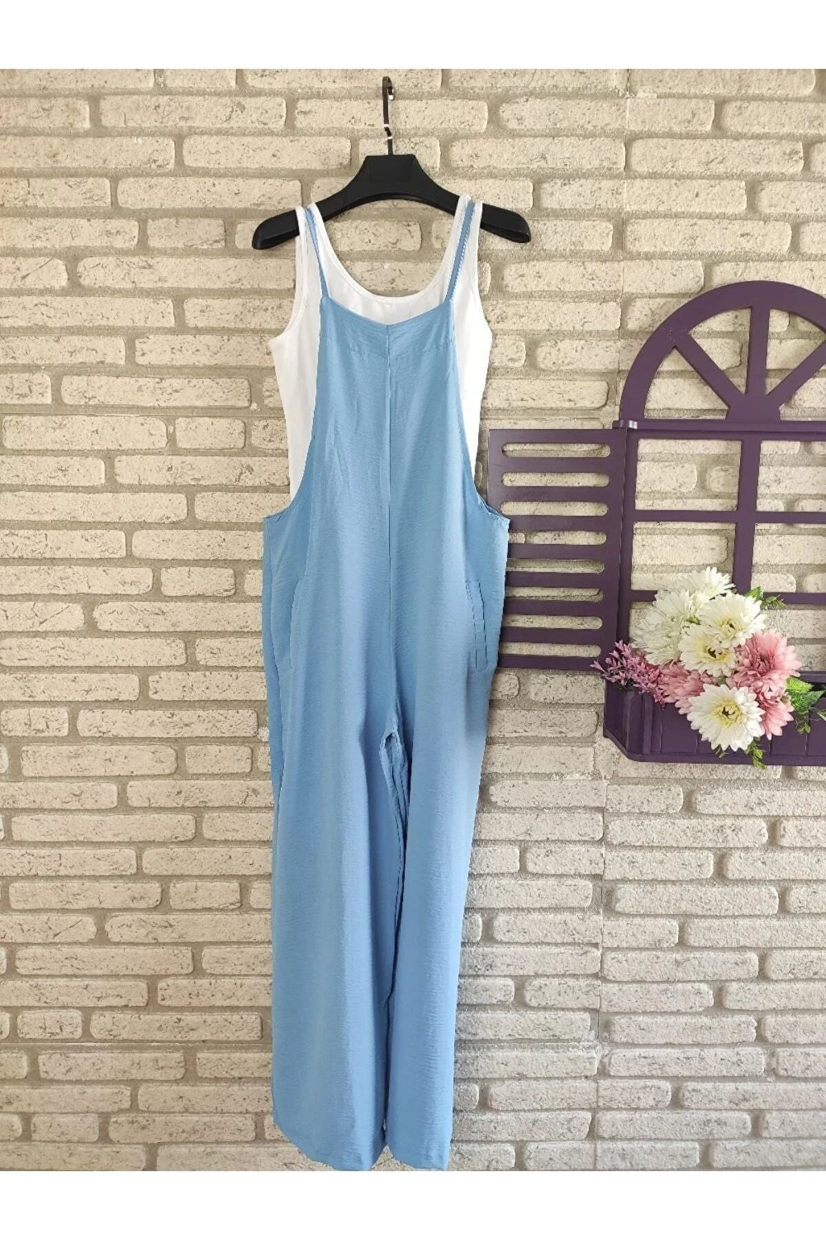 Casual Summer Jumpsuits with Pocket-Jumpsuits & Rompers-Light Blue-S-Free Shipping at meselling99
