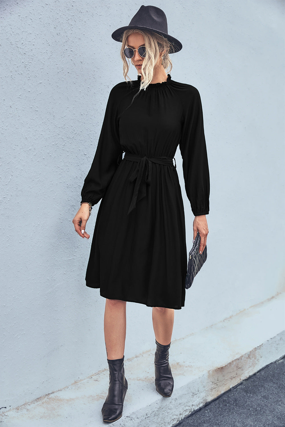 Elegant Long Sleeves Lace Up Women Dresses-Dresses-Free Shipping at meselling99