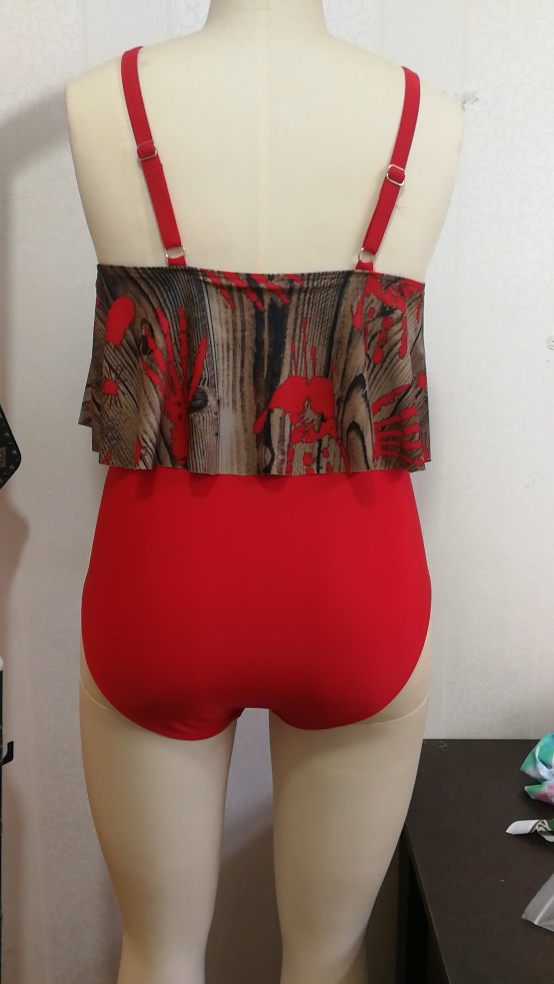 Red Ruffled Red Two Pieces Plus Sizes Summer Swimsuits-Swimwear-Free Shipping at meselling99