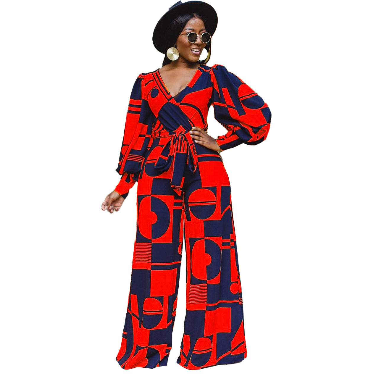 African Long Sleeves High Waist Casual Loose Women Jumpsuits--Free Shipping at meselling99