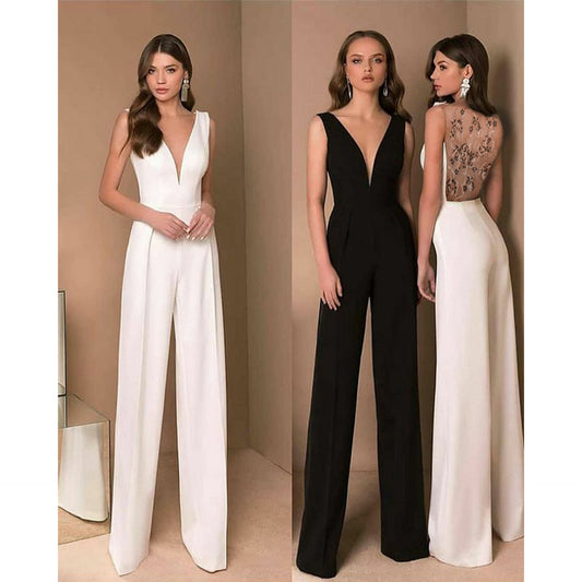 Women Casaul V-neck Sleeves Sexy Jumpsuits--Free Shipping at meselling99