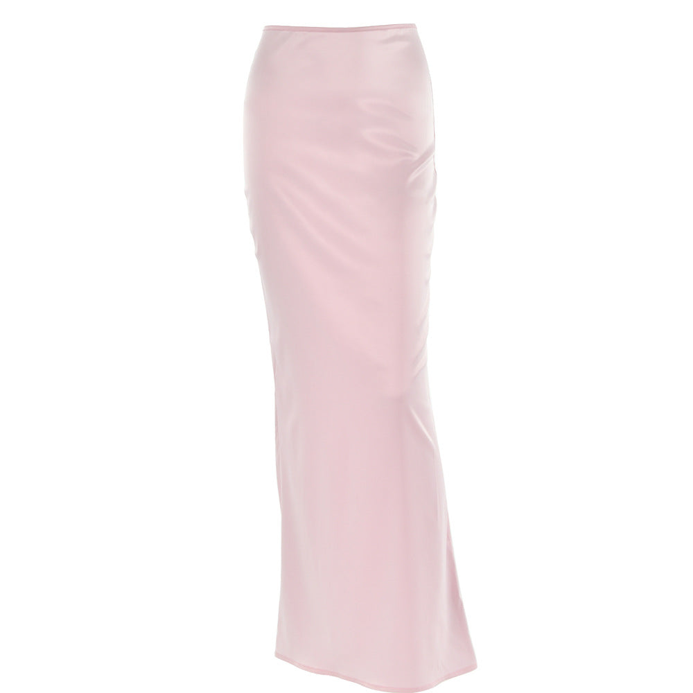Sexy Women Satin Bodycon Summer Long Skirts-Skirts-Pink-S-Free Shipping at meselling99