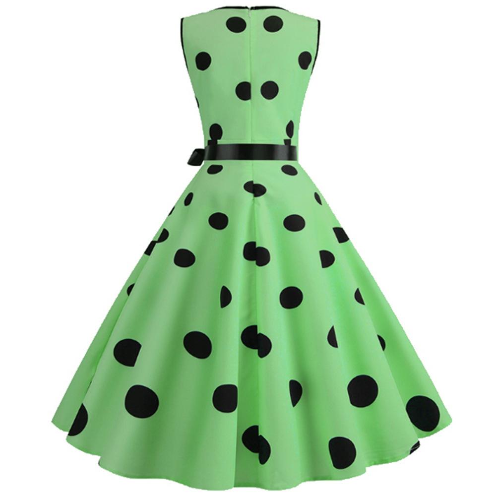 Casaul Sleeveless Dot Print Vintage Dresses-Dresses-Free Shipping at meselling99